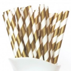 Paper Straws - Gold Stripes X 25